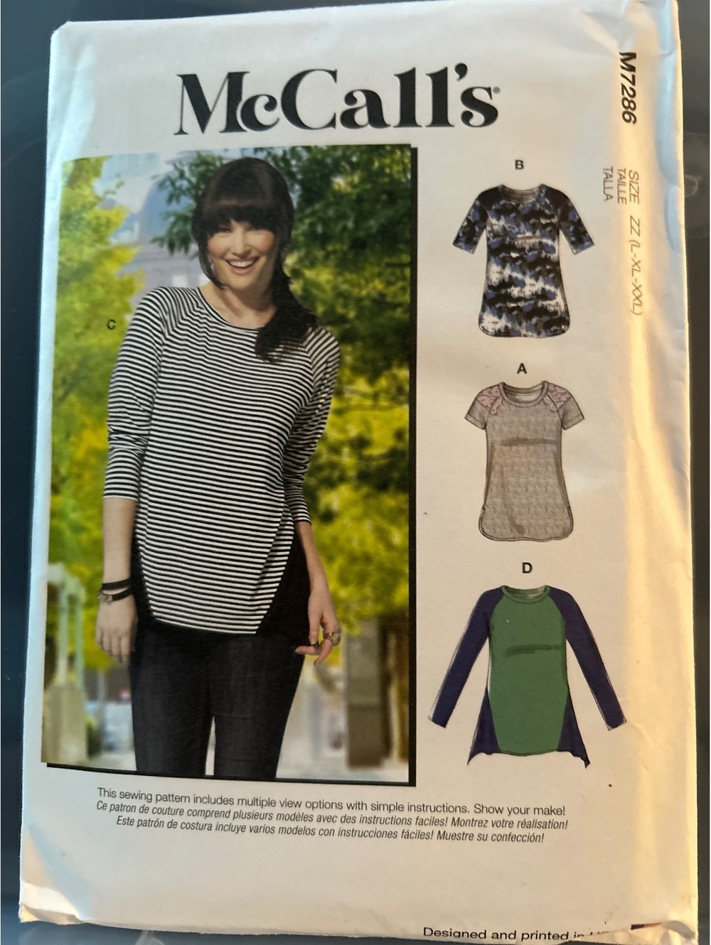 McCall's M7286 Misses' Tops Sewing Pattern Size XL-XXXL